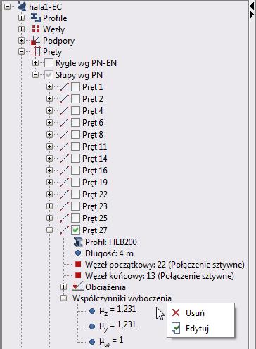 Szczegółowy opis zmian w R3D3/R2D2 v 14.0 elementu liczonego względem sztywności całego mocowania w tej podporze przyjęto: dla podpory sztywnej 0.5 a dla podpory przegubowej 0.909.