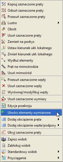 Wymiarowanie zbiorcze są przy wymiarowaniu dla całej długości elementu, będącej sumą długości prętów składających się na element.