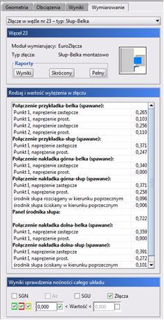 Szczegółowy opis zmian w R3D3/R2D2 v 14.0 przyciski raportu samych Wyników wymiarowania oraz Skróconego lub Pełnego raportu z wymiarowania złącza wykonywanych w formacie RTF.