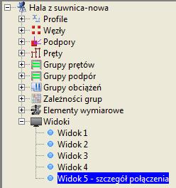 Podstawy Rys. 3.19 Drzewo projektu ze zdefiniowanymi widokami Przełączanie się między zdefiniowanymi w projekcie widokami polega na kliknięciu na żądaną nazwę widoku w drzewie projektu.
