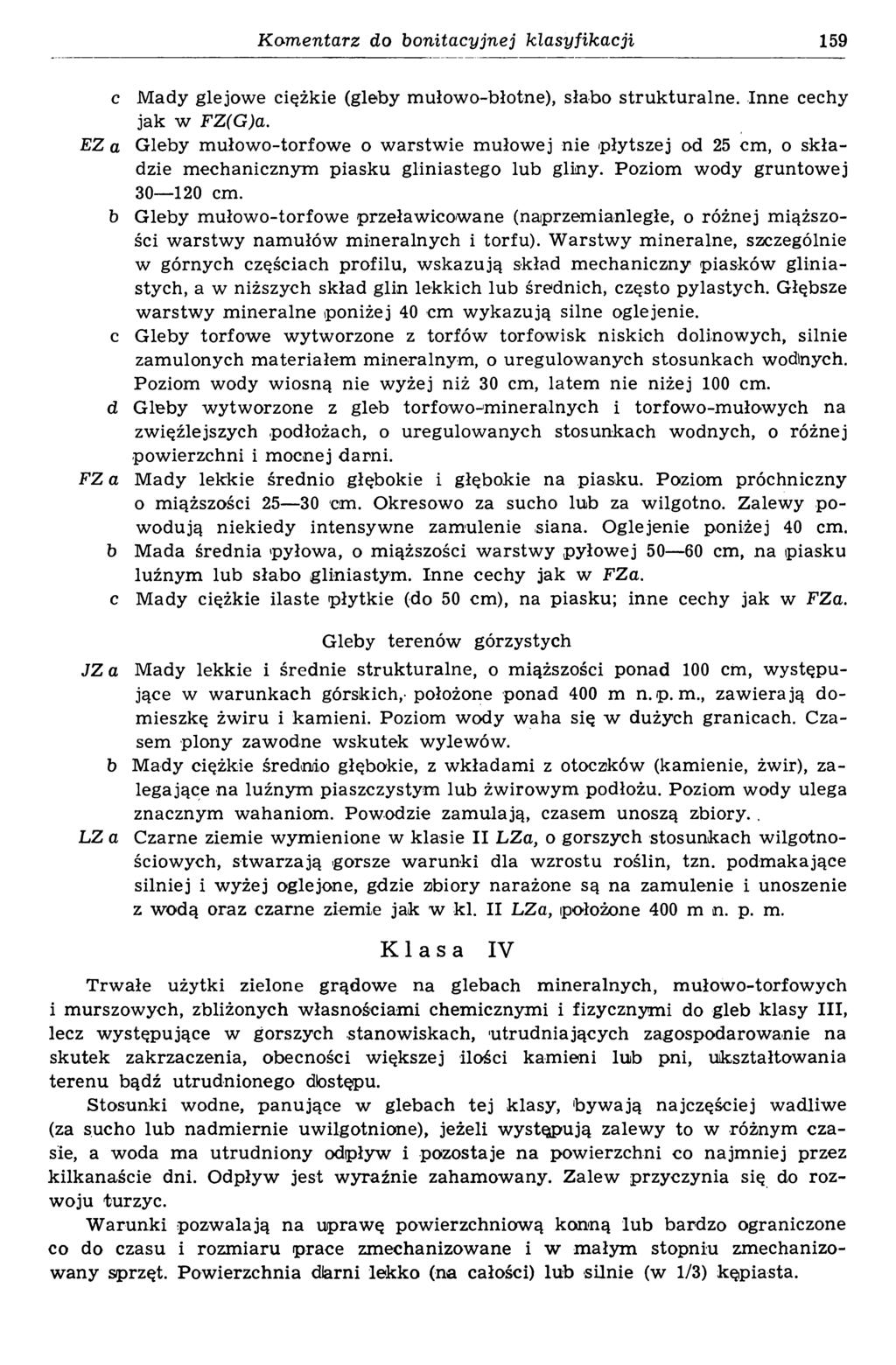 Komentarz do bonitacyjnej klasyfikacji 159 с M ady glejow e ciężkie (gleby m ułow o-błotne), słabo strukturalne. Inne cechy jak w FZ(G)a.
