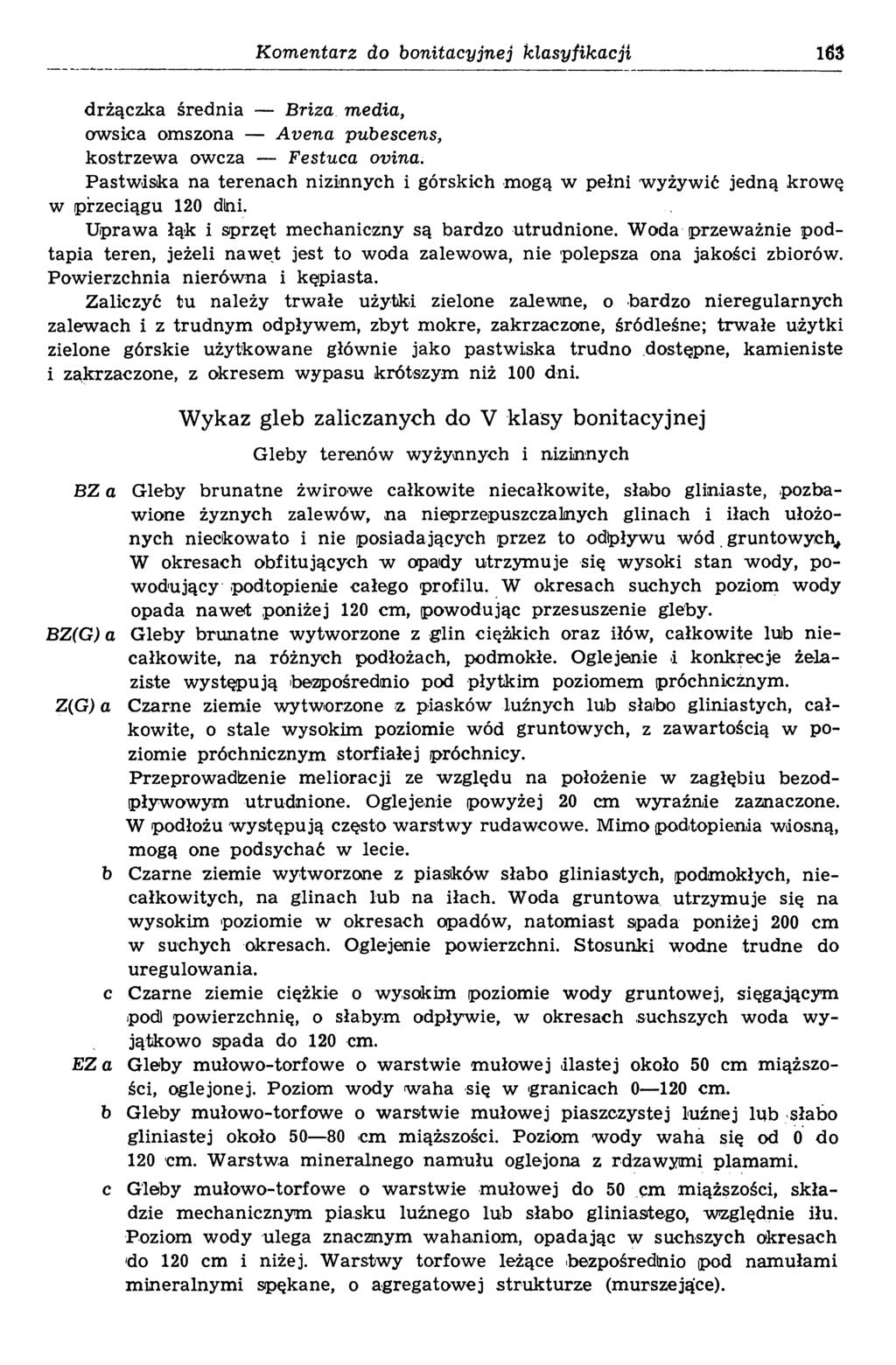 Komentarz do bonitacyjnej klasyfikacji drżączka średnia Briza m edia, ow sica omszona A vena pubescens, kostrzew a owcza Festuca ovina.