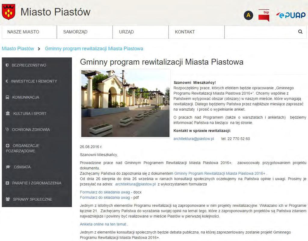 Zapraszamy do konsultacji społecznych! www.piastow.