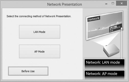 Sprawdź także temat Ustawienia sieci WLAN (strona 31). 2 Włącz projektor. Jako źródło sygnału wejściowego wybierz wartość Network (strona 16).
