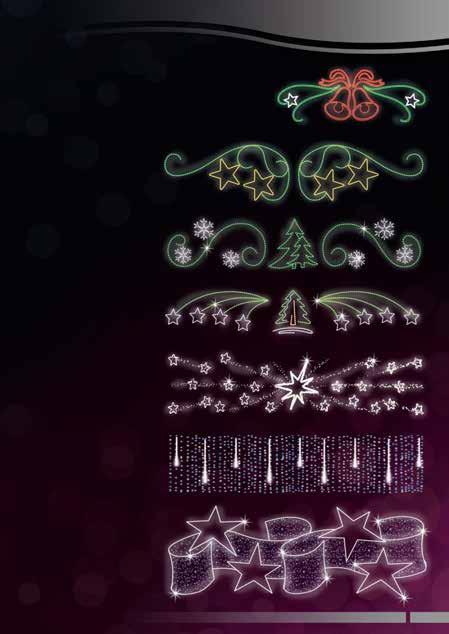 DEKORACJE ULICZNO-ELEWACYJNE PRZEWIESZKI GWIAZDY, DZWONKI, INNE POL-0314 120x300 cm 380W/LED80W POL-0315 100x500 cm 389W/LED80W POL-0324