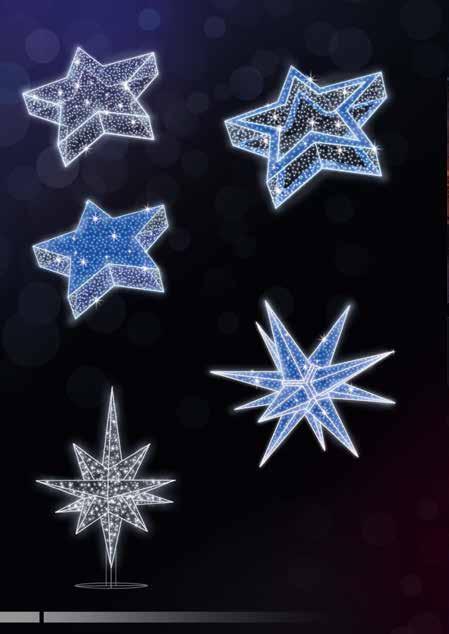 DEKORACJE 3D GWIAZDY GIGANTY ILUMINACJE ŚWIETLNE POL-1934 50x200 cm, LED150W POL-1933 30x100 cm, LED75W POL-1935 50x150 cm, LED112W POL-1936 Ø 300 cm, LED498W