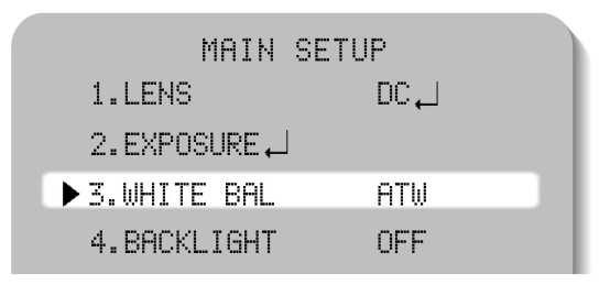 Menu [Main Setup] - White BAL [Ust. Koloru] Menu [Main Setup] - IMAGE ADJ.2 [Ust. Obrazu] Wybierz funkcje White Balance [Ustawienie Koloru] aby ustawić kolor obrazu. 1.