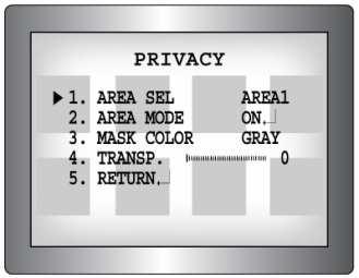 Menu [Main Setup] - Specjalne 5 Wyszukiwanie problemów PRIVACY [Prywatność ść] : Ukrycie obszaru którego nie chcesz pokazywać na ekranie 1 Podczas gdy wyświetlane jest Menu SPECIAL [Specjalne]
