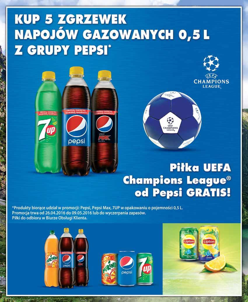NAPOJE PEPSI 500 ML pakowane po 12 szt. lub po 24 szt. 48021653 1 65 z VAT 2.03 NAPOJE PEPSI 1,5 L pakowane po 4 szt. lub po 8 szt.
