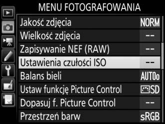 Czułość ISO Manualna regulacja Czułość aparatu na światło można regulować w zależności od ilości dostępnego światła.