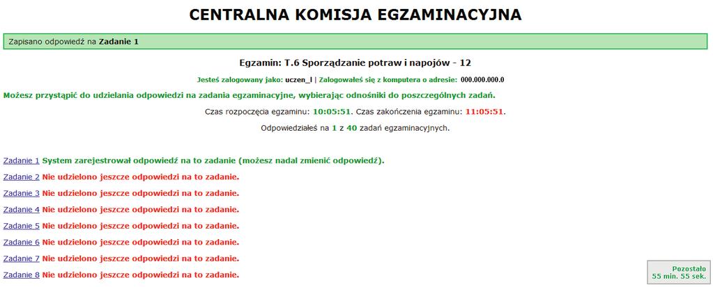 Moduł 1. Informacje wprowadzające System odnotowuje, na które zadania Zdający udzielił odpowiedzi. Do każdego zadania można powrócić w dowolnym momencie i zmienić już udzieloną odpowiedź (rysunek M1.