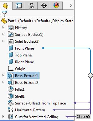 Interfejs użytkownika SOLIDWORKS 2016 SOLIDWORKS 2017 Komentarz w drzewie operacji FeatureManager Istniejące możliwości dodawania komentarzy do modeli zostały udoskonalone.