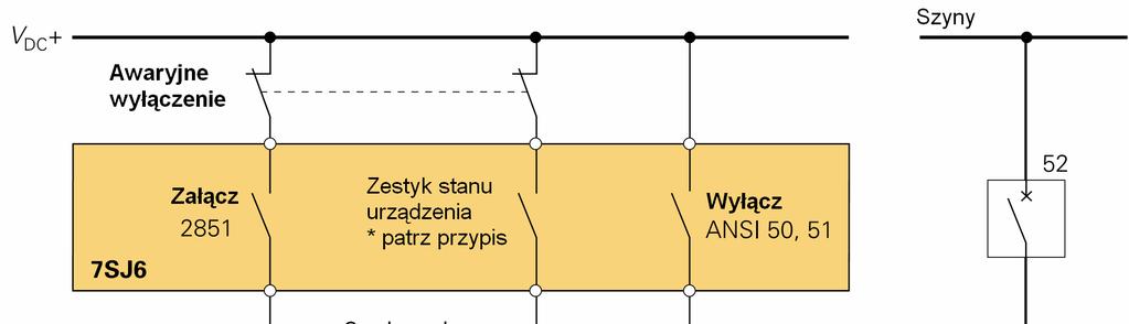 Typowe zastosowania Podłączenie wyłącznika Wyzwalacze podnapięciowe Wyzwalacze podnapięciowe są stosowane do automatycznego wyłączania silników wysokiego napięcia.