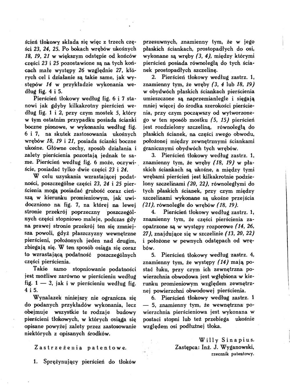 ścień tłokowy składa się więc z trzech czę ści 23, 24, 25.