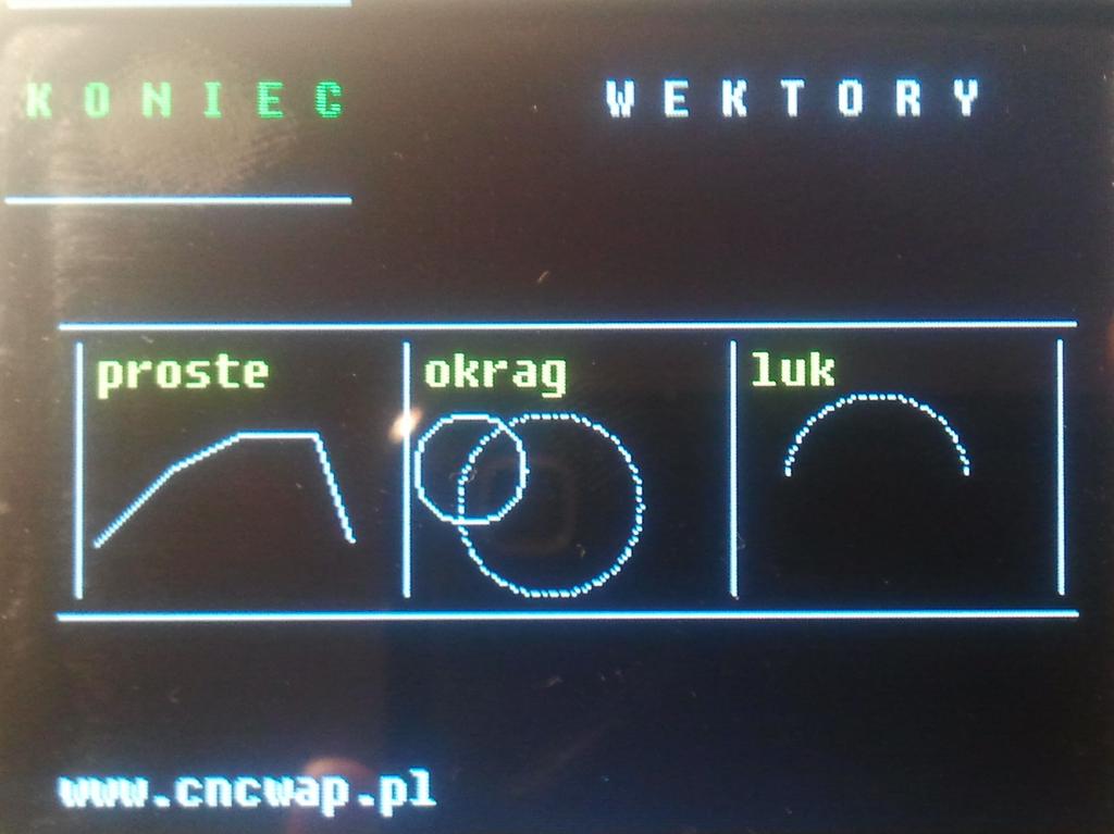 KONIEC zakończy pomiary promienia, ponowne wciśnięcie KONIEC w menu pomiary spowoduje powrót do menu głównego.