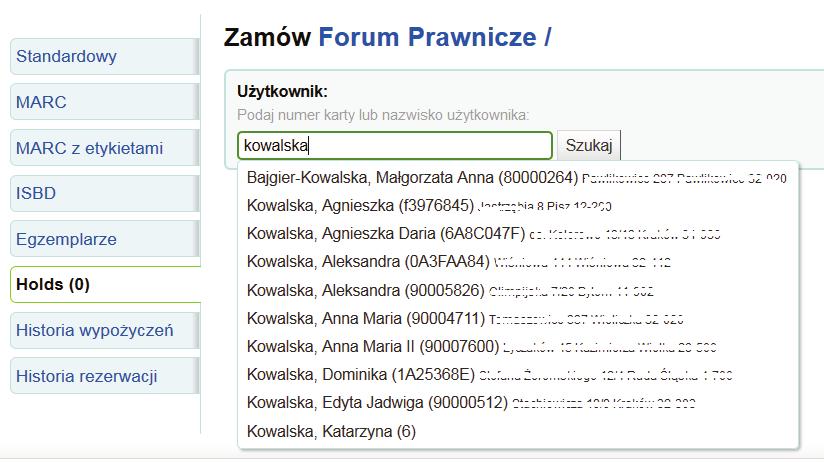 Moduł Czasopisma systemu Koha 7.
