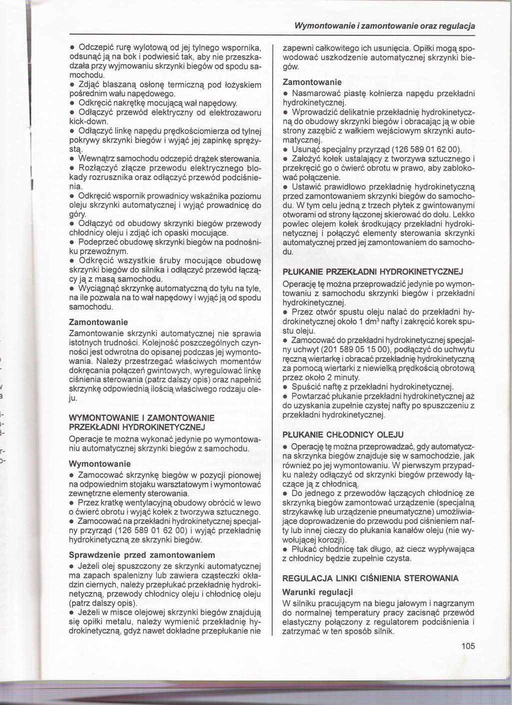 Wymontowanie i zamontowanie oraz regulacja v a - - 1- r- )-.