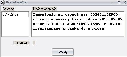 klienta: <#IMIE> <#NAZWA> zostało