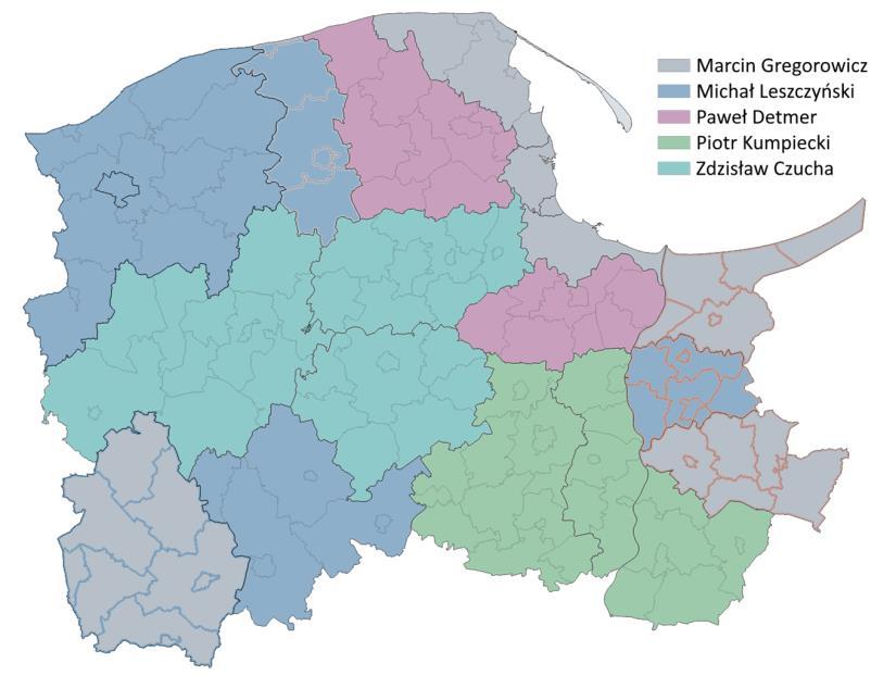 Terenowy podział pracy Doradców Doradca Zdzisław Czucha Paweł Detmer Marcin Gregorowicz Piotr Kumpiecki Michał Leszczyński Powiat kościerski, kartuski, bytowski