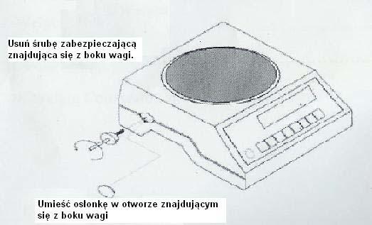 Instalacja NOTA. W pierwszej kolejności umieść szalkę na wadze dopiero wówczas można wymontować śrubę zabezpieczającą. ( i ) Instalacja wagi - Ostrożnie wypakuj wagę.