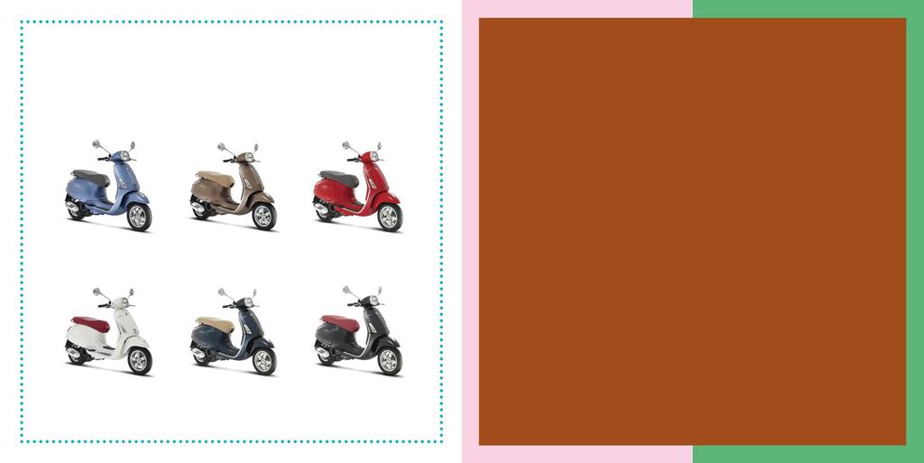 COLOR EMOTION AZZURRO MARECHIARO MARRONE CRETE SENESI ROSSO DRAGON silnik Vespa PRIMAVERA 50 4T 4v (50 2t)* Jednocylindrowy Hi-Per4 czterosuwowy, z katalizatorem trójdrożnym i systemem powietrza