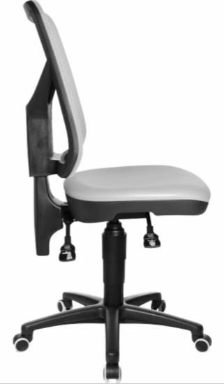 KRZESŁO WARSZTATOWE TEC 80 PK - pięcioramienna podstawa z tworzywa - bezstopniowa regulacja wysokości - mechanizm kontaktu permanentnego - oparcie z ergonomicznym profilem w części lędźwiowej -