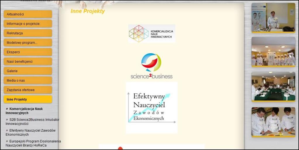 XI. ZAKŁADKA INNE PROJEKTU Użytkownik strony Projekty ma ułatwiony dostęp do stron innych projektów realizowanych przez Fundację
