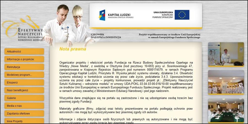 XII. ZAKŁADKA NOTA PRAWNA Zamieszczona Nota prawna zawiera regulacje prawne