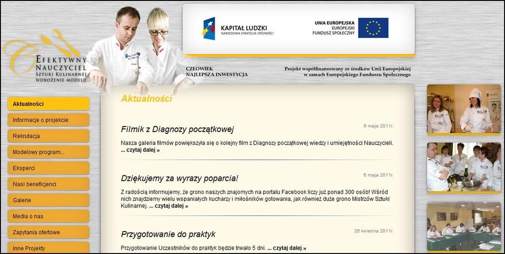 I. STRONA STARTOWA W celu promocji projektu stworzono stronę int
