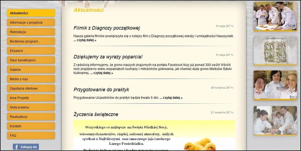 II. ZAKŁADKA AKTUALNOŚCI W zakładce aktualności znajdują się dodawane na bieżąco informacje o realizacji kolejnych etapów Projektu oraz materiały promocyjne.