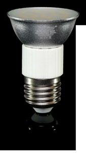 ALUMINIUM E27 5W Lampa LED JDR biała ciepła 2700-3000 K biała zimna 6000-6500 K Strumień świetlny: 350 lm Pobór mocy: 5 W Obudowa - aluminium Klosz - szkło