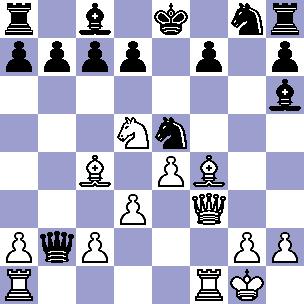 12.Gxe5 Hxe5 13.Hxf7+ Kd8 14.c3?! c6 (14...Se7.) 15.Wae1 Se7 (Ciekawe, jak bia?e powinny gra? po 15...cxd5 16.exd5 Ge3+ 17.Kh1 Sh6 18.Hf3 We8.) 16.d4 He6 17.Sxe7 Hxe7 18.Hh5 Gd2 19.We2 Gxc3 20.