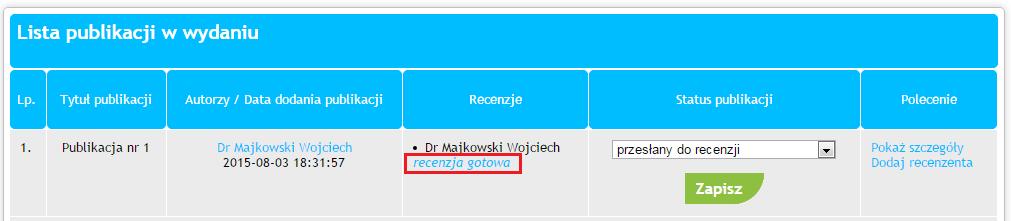 informacje w tej kwestii. 8.3. Recenzje publikacji.