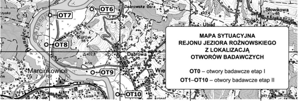 The map of Rożnowskie Lake with sampling points indicated Wyżej podane