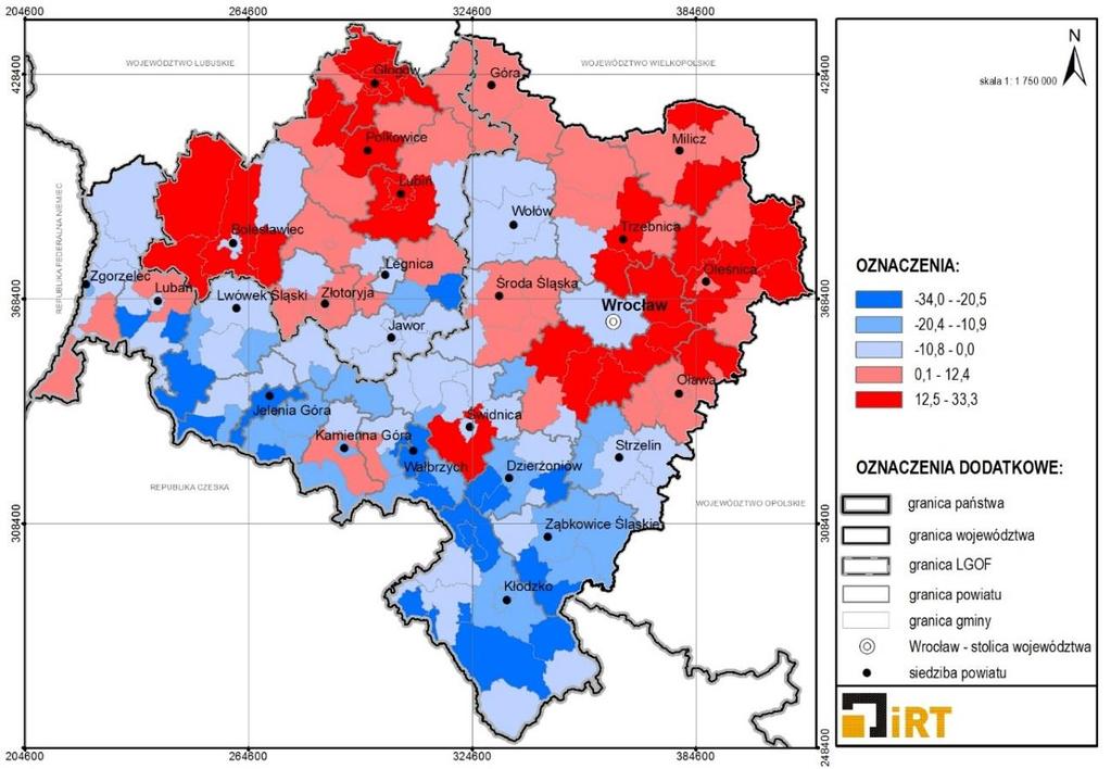 Wskaźnik przyrostu naturalnego na 1000 mieszkańców w LGOF, w 2012 r. utrzymał się na poziomie 0,16, pomimo ujemnego wskaźnika dla województwa (-1,1).