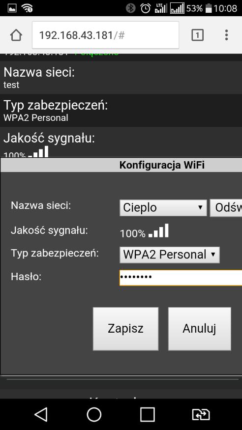 Uwaga! Siła sygnału powinna być nie mniejsza niż 50%.