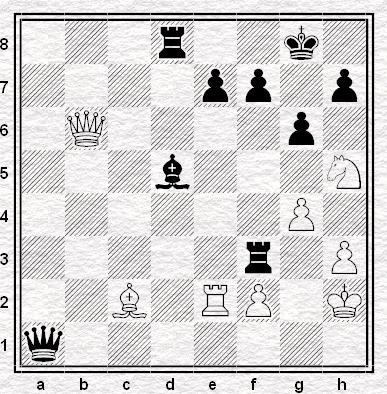 S:d6+ białe chcą doprowadzić do Se7 lecz na drodze stoi im czarny konik f5. Dlatego białe ostatnim ruchem odciągają skoczka, uwalniając przy okazji diagonalę dla swego gońca g2; 1... S:d6 (wymuszone) 2.