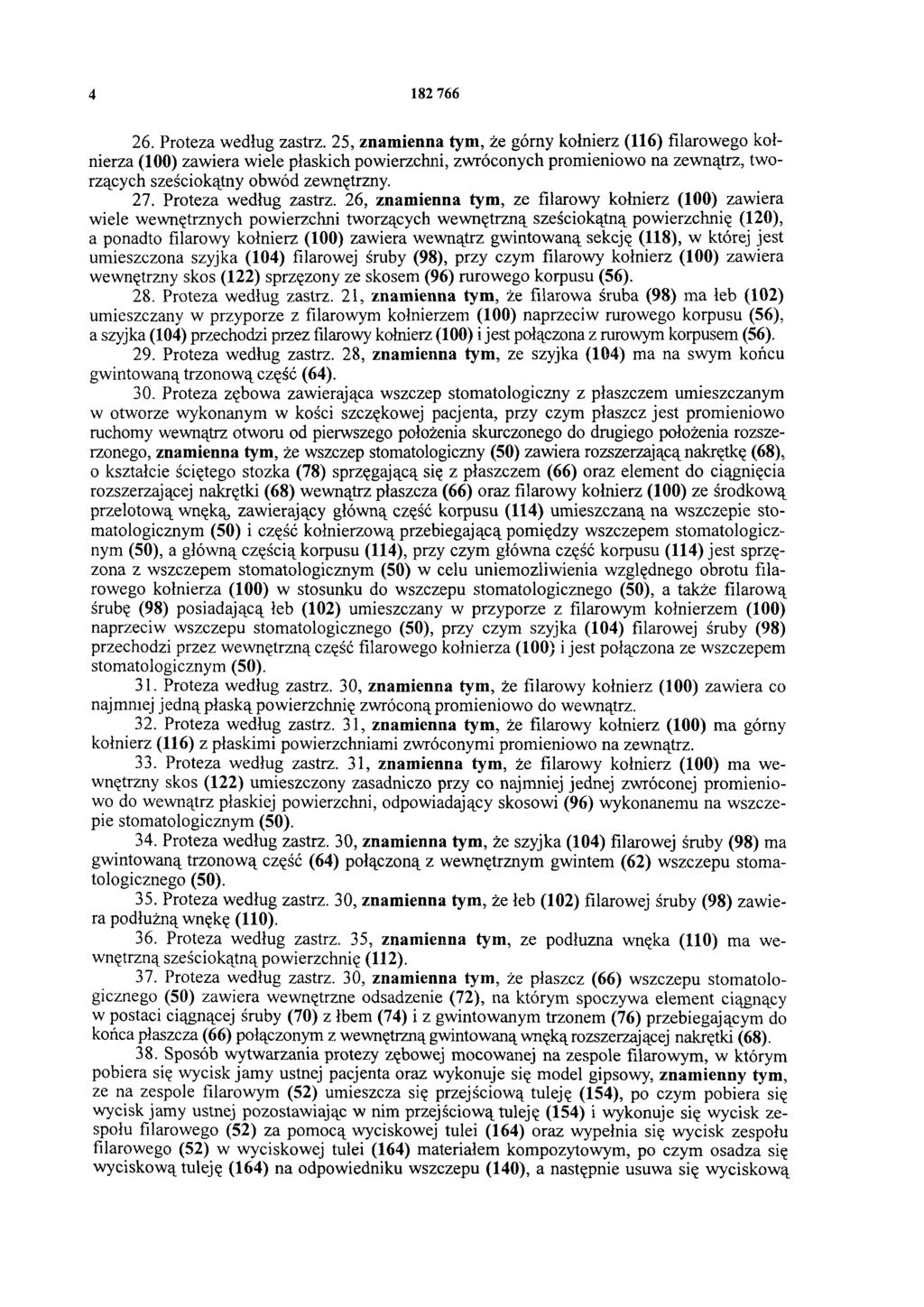4 182 766 26. Proteza według zastrz.