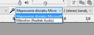 [9/24] Nagrywanie muzyki Rys.18. Okno główne programu AudaCity 3. Konfiguracja komputera W większości komputerów z systemem Windows domyślnie istnieje możliwość nagrywania dźwięków z mikrofonu.