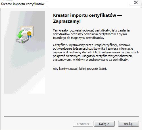 Aby zainstalować certyfikat klucza firmowego w przeglądarce Internet Explorer należy: 1. Z menu Narzędzia wybrać funkcję Opcje internetowe. 2.