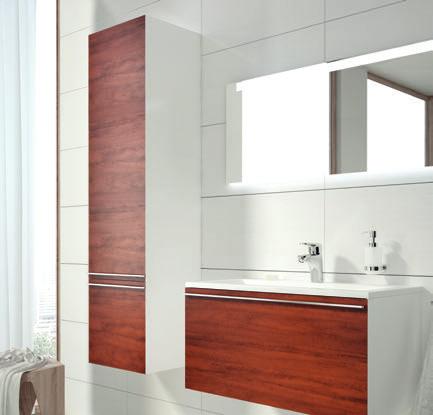 Meble łazienkowe Clear Cena od: 1 562,- Eleganckie meble z fazowanymi krawędziami Rozmiar idealny do instalacji w wąskich łazienkach Dzielona szuflada z praktyczną półką i wysuwanym organizerem