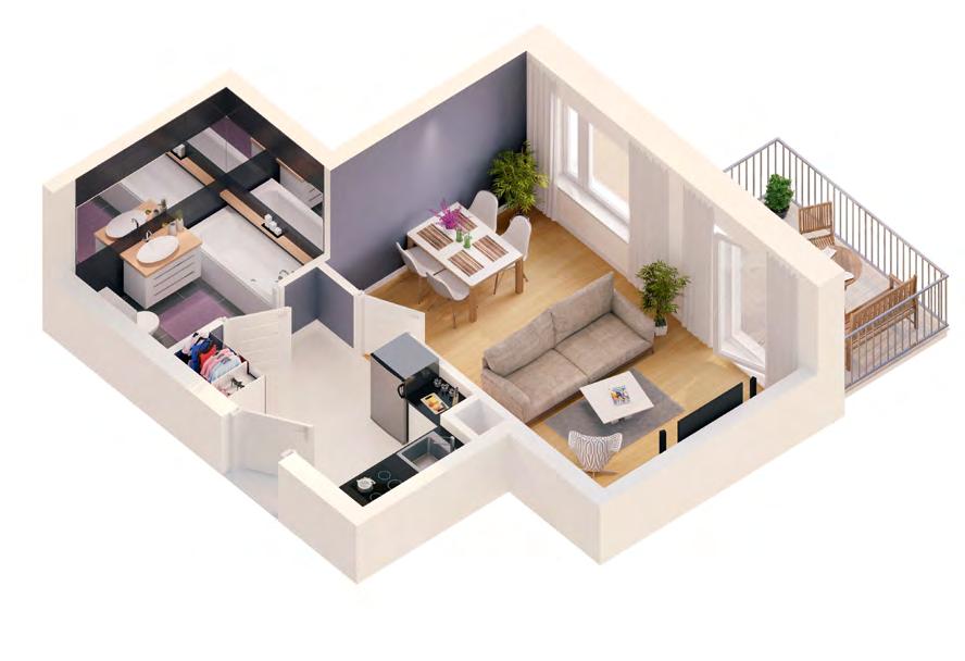 Mieszkania na miarę Twoich potrzeb W budynku zaprojektowano 161 mieszkań 1-, 2-, 3- i 4-pokojowych, o metrażach od 28 m 2