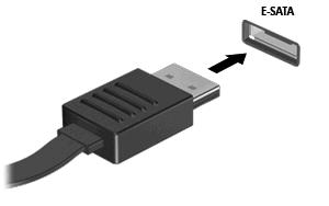 3 Korzystanie z urządzenia esata (tylko wybrane modele) Port esata służy do podłączania opcjonalnego, wysokiej wydajności urządzenia esata, takiego jak zewnętrzny dysk twardy esata.