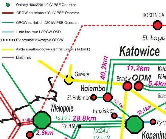 Rys. Z3 Schemat sieci światłowodowej na terenie PSE-Południe S.A. (stan projektowany) Rys.
