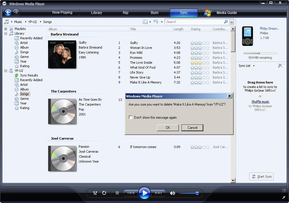 4.4.2 Usuwanie plików i list odtwarzania z biblioteki programu Windows Media Player 1 Kliknij zakładkę Biblioteka.