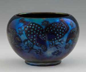 Dsbanski, stoneware, eosin, high-fire glaze, Janus Pannonius Mała donica, 1910, Sándor Hidassy