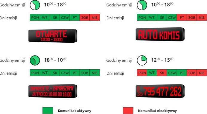 Komunikaty na określone godziny i dni tygodnia Godziny emisji 10.00-18.