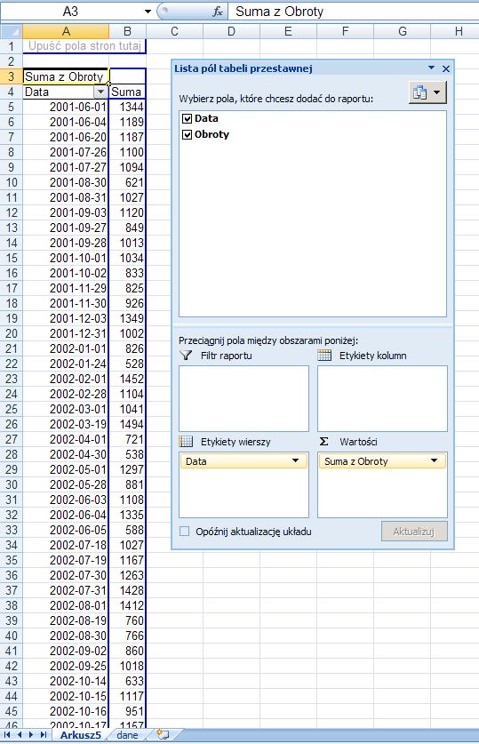 [12/37] EXCEL Rysunek 16. Obraz jaki uzyskamy po wykonaniu czynności od 1 do 3. 6.