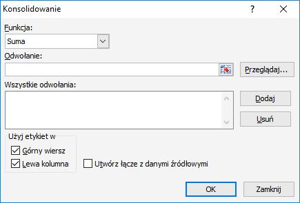 Zaznacz opcję Górny wiersz oraz Lewa kolumna i kliknij OK.