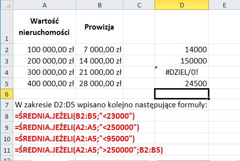 [30/37] EXCEL Formuła Opis Wynik =ŚREDNIA.JEŻELI(B2:B5;"<23000") Średnia wszystkich prowizji mniejszych niż 23 000. Trzy z czterech prowizji spełniają ten warunek, a ich suma wynosi 42 000.